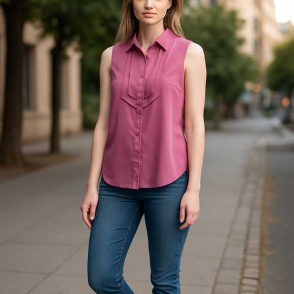 Banana Republic Tops - Banana Republic Pink sleeveless Relaxed Fit Button up top